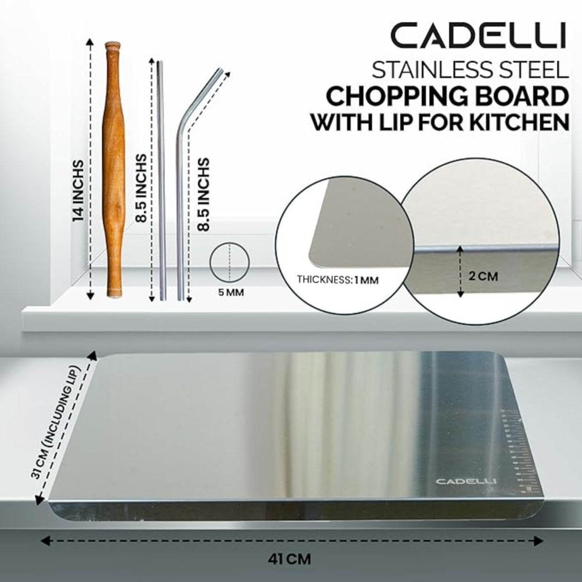 Steeliium Stainless Steel Cutting Board
